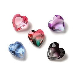 Mixed Color Faceted K9 Glass Rhinestone Cabochons, Pointed Back, Heart, Mixed Color, 7.8x8x4.2mm