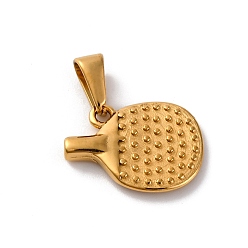 Золотой Вакуумное покрытие 304 подвеска из нержавеющей стали, настольный теннис ракетка, золотые, 19x14 мм