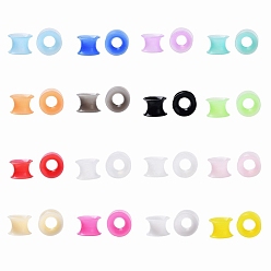 Mixed Color 32Pcs 16 Colors Silicone Thin Ear Gauges Flesh Tunnels Plugs, Ring, Mixed Color, 8mm, Hole: 7.4mm, 2pcs/color