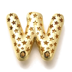 Letter W Полые медные подвески, стойки покрытие, долговечный, без кадмия и без свинца, письмо амулеты, Буква W, 22.5x25.5x7 мм, отверстие : 4.7x3 мм