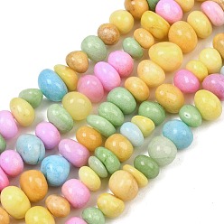 Mixed Color Dyed Natural White Jade Beads Strands, Nuggets, Tumbled Stone, Mixed Color, 9~15x9~15x5~9mm, Hole: 0.8mm, about 49pcs/strand, 15.35''(39cm)