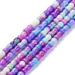 Blue Violet Natural Quartz Beads Strands, Dyed, Bone, Blue Violet, 10x5mm, Hole: 0.6mm, about 41pcs/strand, 15.75~16.14 inch(40~41cm)