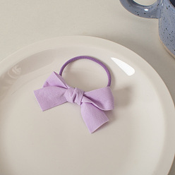 4# Taro Purple Cute Cream-colored Bow Hair Ties for Girls, Soft and Sweet Ponytail Holders