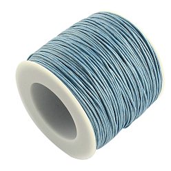 Light Steel Blue Waxed Cotton Thread Cords, Light Steel Blue, 1mm, about 100yards/roll(300 feet/roll)