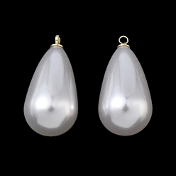 Light Gold Подвески из АБС-пластика с жемчугом, слеза, с петлей из сплава, золотой свет, 32.5x16 мм, отверстие : 1.8 мм