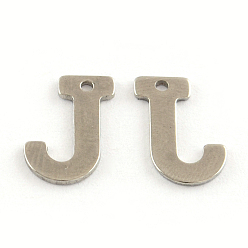Letter J 201 Stainless Steel Letter Charms, Letter.J, 11x5.5~12x0.5mm, Hole: 1mm