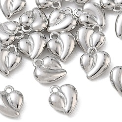 Platin Farbe Shegrace Messinganhänger, Herzanhänger, Nickel frei, Platin Farbe, 9x8x3 mm, Bohrung: 1.2 mm