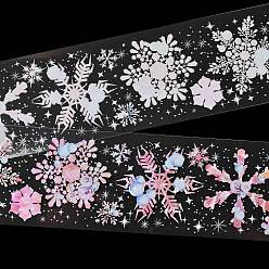 Round Winter Theme PET Waterproof Adhesive Tape, Snowflake Decorative Tape for DIY Scrapbooking, Card Making, Round, 50x0.1mm, 2m/roll