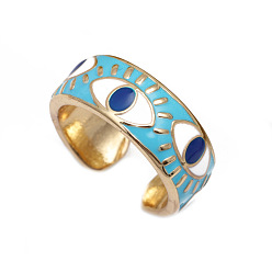 CR0356DX Light Blue Colorful Evil Eye Ring with Minimalist Design and Unique Opening, for Index Finger.