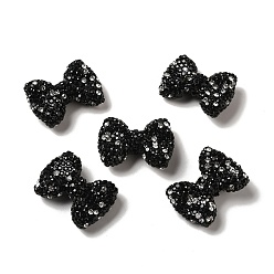 Black Polymer Clay Rhinestone Beads, Bowknot, Black, 21.5~22mmx30mmx9.5~10.5mm, Hole: 1.8mm