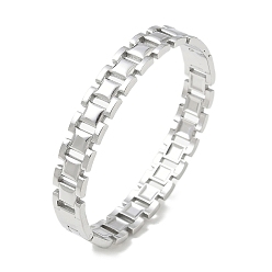Stainless Steel Color 304 Stainless Steel Hinged Cuff Bangles, Square, Tarnish Free, Stainless Steel Color, Inner Diameter: 1.97 inch(5cm)x2.36 inch(6cm)
