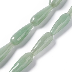 Green Aventurine Natural Green Aventurine Beads Strands, Faceted, Teardrop, 28~30x9.5~10.5mm, Hole: 1.2mm, about 13pcs/strand, 14.65''~15.39''(37.2~39.1cm)