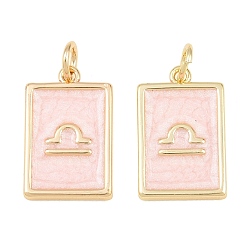 Libra Brass Enamel Pendants, Rectangle Charms, Rack Plating, Cadmium Free & Lead Free, Long-Lasting Plated, Golden, Libra Charms, 17.5x11x2mm, Hole: 3mm