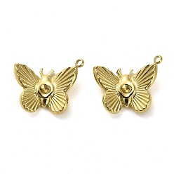 Real 14K Gold Plated 304 Stainless Steel Pendants Rhinestone Setting, Butterfly, Real 14K Gold Plated, 14.5x18x3mm, Hole: 1.5mm