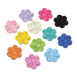 Mixed Color Rubberized Style Acrylic Beads, Flower, Mixed Color, 40x37x4mm, Hole: 1.8mm
