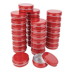 Red Round Aluminium Tin Cans, Aluminium Jar, Storage Containers for Cosmetic, Candles, Candies, with Screw Top Lid, Red, 5.5x2.1cm, Inner Diameter: 4.9cm