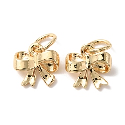 Real 14K Gold Plated Rack Plating Brass Charms, Cadmium Free & Lead Free, Long-Lasting Plated, with Jump Ring, Bowknot Charm, Real 14K Gold Plated, 13.5x10x3mm, Hole: 4mm