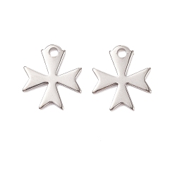 Stainless Steel Color 304 Stainless Steel Charms, Cross, Stainless Steel Color, 14.4x13x1mm, Hole: 2mm.