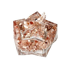 Коричневый Коробка для хранения из смолы и украшения из натуральной агата с трещинками, для домашнего офисного стола, звезда, коричневые, 85x95x100 мм