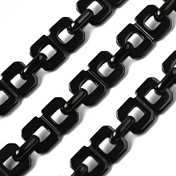 Черный 304 цепи прямоугольные звенья нержавеющие, несварные, ионное покрытие (ip), чёрные, 13.5x8x1.5 мм