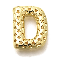Letter D Полые медные подвески, стойки покрытие, долговечный, без кадмия и без свинца, письмо амулеты, Буква D, 21.5x17x6 мм, отверстие : 4.7x3 мм