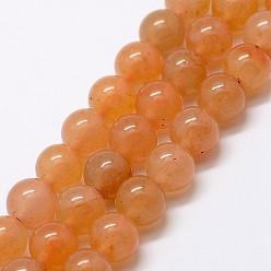Red Aventurine Natural Red Aventurine Bead Strands, Round, 6mm, Hole: 1mm, about 61pcs/strand, 15 inch