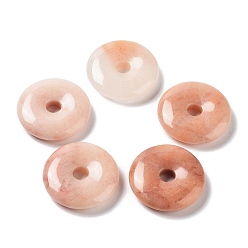 Pink Aventurine Natural Pink Aventurine China Safety Buckle Pendants, Donut/Pi Disc Charms, 25x6mm, Hole: 5mm