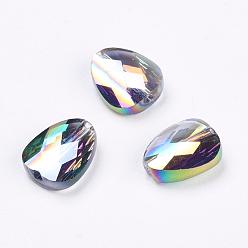 Colorful Imitation Austrian Crystal Beads, Grade AAA, Faceted, teardrop, Colorful, 10x8x3.5mm, Hole: 0.9~1mm