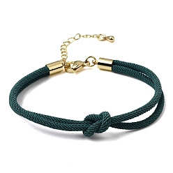 Dark Slate Gray 3MM Round Nylon Braided Cord Bracelet Making, Knot, with Golden 202 Stainless Steel Lobster Clasp & Brass Finding, Dark Slate Gray, 6.69x0.39 inch(17x1cm)