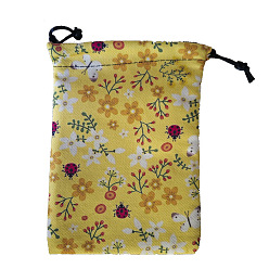Gainsboro Lint Packing Pouches Drawstring Bags, Birthday Gift Storage Bags, Rectangle with Flower Pattern, Gainsboro, 18x13cm