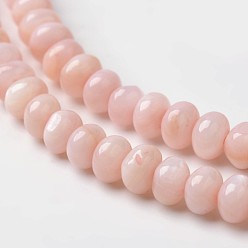 Light Coral Dyed Natural Freshwater Shell Rondelle Bead Strands, Light Coral, 6x4mm, Hole: 1mm, about 91pcs/strand, 15.6 inch