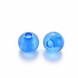 Deep Sky Blue Transparent Acrylic Beads, Round, Deep Sky Blue, 6x5mm, Hole: 1.8mm, about 4400pcs/500g