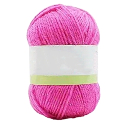 Hot Pink Acrylic Fibers & Polyester Yarn, with Golden Silk Thread, for Weaving, Knitting & Crochet, Hot Pink, 2~2.5mm