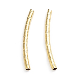 Golden Tube Beads, Curved, Brass, Golden, 25x2mm, Hole: 1.2mm