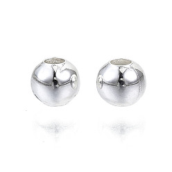 Argent Laiton ronde perles d'espacement, sans plomb et sans cadmium et sans nickel, argenterie, 3mm, Trou: 1mm, environ4998 pcs / 50 g