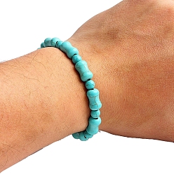 Bamboo Natural Turquoise Beaded Stretch Bracelets for Men Women, Bamboo, 5-7/8~6-1/4  inch(15~16cm)