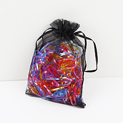 Mesh bag - Pearl color Élastiques à cheveux colorés en forme de bonbons pour enfants, bandes élastiques non dommageables dans un joli sac à cordon