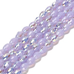 Lilac Baking Painted Glass Beads Strands, Imitation Opalite, Faceted, AB Color, Oval, Lilac, 4x6mm, Hole: 0.8mm, about 69pcs/strand, 16.54~16.73''(42~42.5cm)