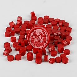 Red Sealing Wax Particles, for Retro Seal Stamp, Octagon, Red, Package Bag Size: 114x67mm, about 100pcs/bag