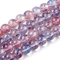 Plum Baking Painted Glass Beads Strands, Imitation Opalite, Round, Plum, 8mm, Hole: 1.3~1.6mm, about 100pcs/strand, 31.4 inch