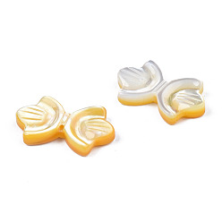 Yellow Shell Natural Yellow Shell Beads, Bowknot, 10x17x2mm, Hole: 0.7mm