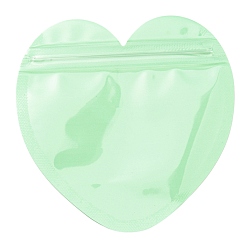 Light Green Heart Shaped Plastic Packaging Yinyang Zip Lock Bags, Top Self Seal Pouches, Light Green, 10x10x0.15cm, Unilateral Thickness: 2.5 Mil(0.065mm)