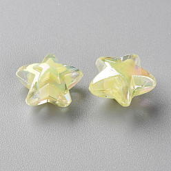Light Yellow Transparent Acrylic Beads, Bead in Bead, AB Color, Star, Light Yellow, 15.5x16x9.5mm, Hole: 3mm, about 569pcs/500g