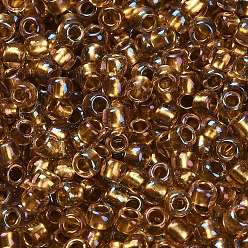 (268) Inside Color AB Crystal/Gold Lined Тохо 6/0 круглые бусины, японский бисер, (268) внутри кристалл цвета ab / золотая подкладка, 4 мм, отверстие : 1.5 мм, Около 840 шт / 50 г