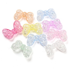 Mixed Color Plating Transparent Carckle Acrylic Beads, Bowknot, Mixed Color, 16.5x27x7.5mm, Hole: 2.2mm