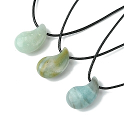 Flower Amazonite Ожерелья с подвесками из натуральных цветов амазонита, воском шнура, Магатама, 14.17~27.95 дюйм (36~71 см)