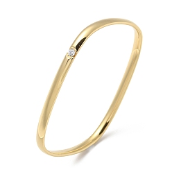 Real 18K Gold Plated Rectangle Ion Plating(IP) 304 Stainless Steel Bangles, with Rhinestone, Real 18K Gold Plated, Inner Diameter: 2x2-1/2 inch(5.1x6.3cm)