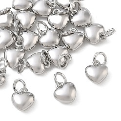 Platin Farbe Shegrace Messinganhänger, Herzanhänger, Nickel frei, Platin Farbe, 8.5x7.5x4 mm, Bohrung: 3.5 mm
