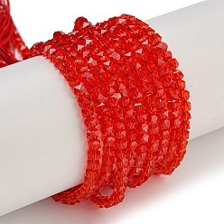 Красный Стеклянные бусины с гальваническим покрытием , гальваническое покрытие, граненые, звезда, красные, 3x4x4 мм, отверстие : 1 мм, около 98 шт / нитка, 12.60'' (32 см)