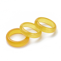 Gold Natural Agate Rings, Gold, Size 6~12(16~22mm)